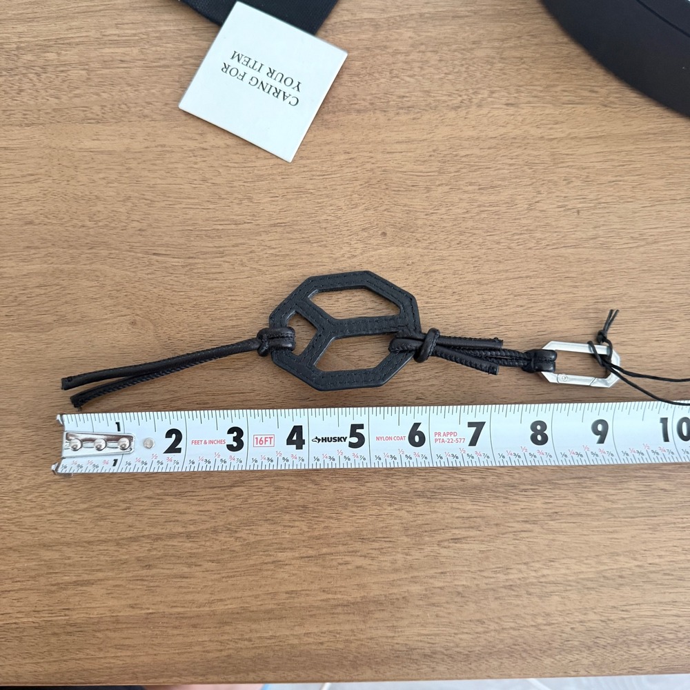 AllSaints Black Leather Peace Keyring W657XD-5 Bag Charm NWT - Picture 6 of 7